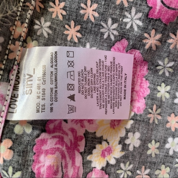 Love Moschino Flower Child Ditsy Floral Print Button Down Top Size 8 Multi Color - Picture 6 of 6